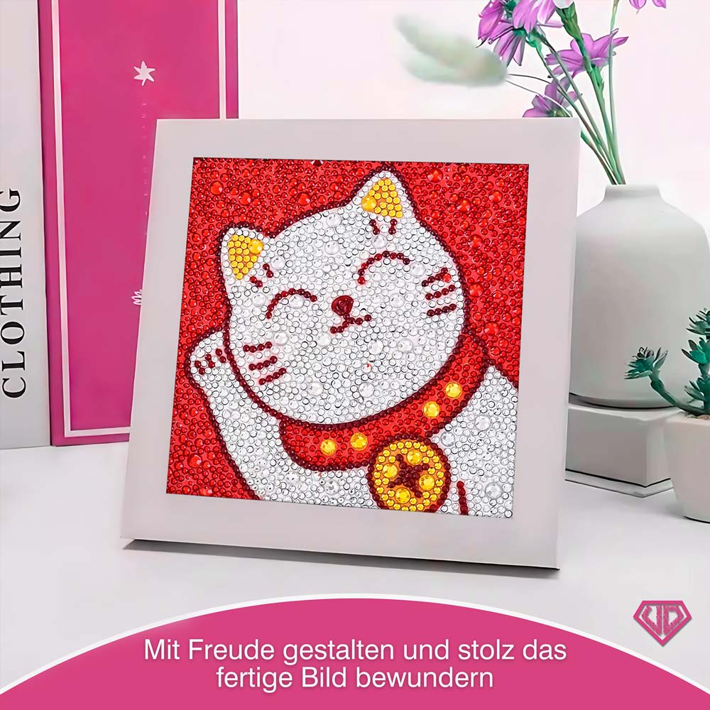 5D Diamond Painting Maneki Miau – Glückskatze mit Strasssteinchen, Unique-Diamond