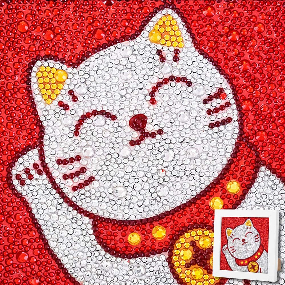 5D Diamond Painting Maneki Miau – Glückskatze mit Strasssteinchen, Unique-Diamond