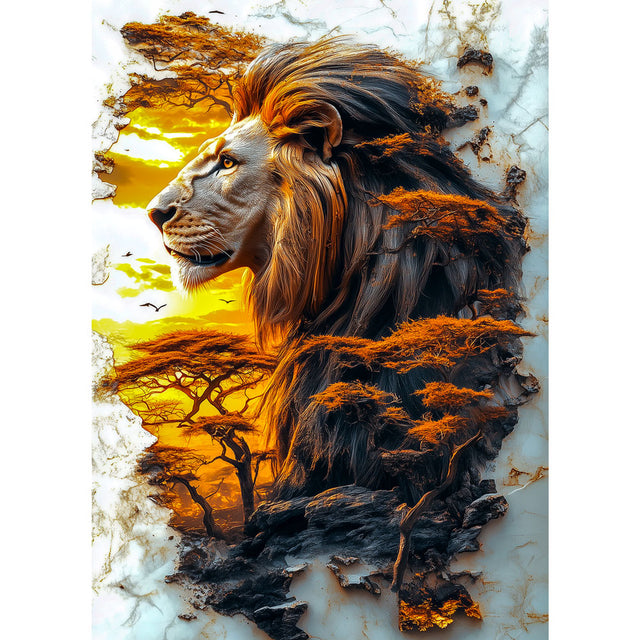 5D Diamond Painting AB Steine – König der Savanne, Unique-Diamond