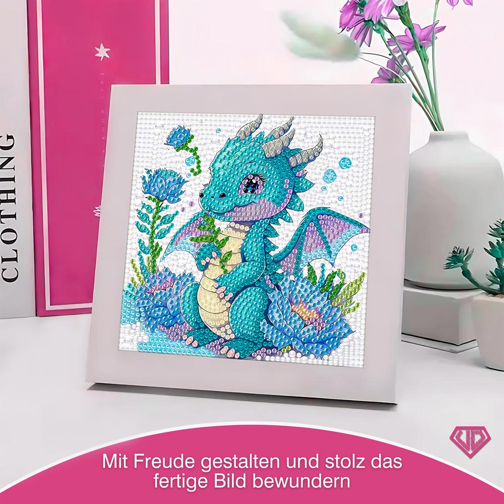 5D Diamond Painting Blüten-Drache Lumi mit Strasssteinchen, Unique-Diamond