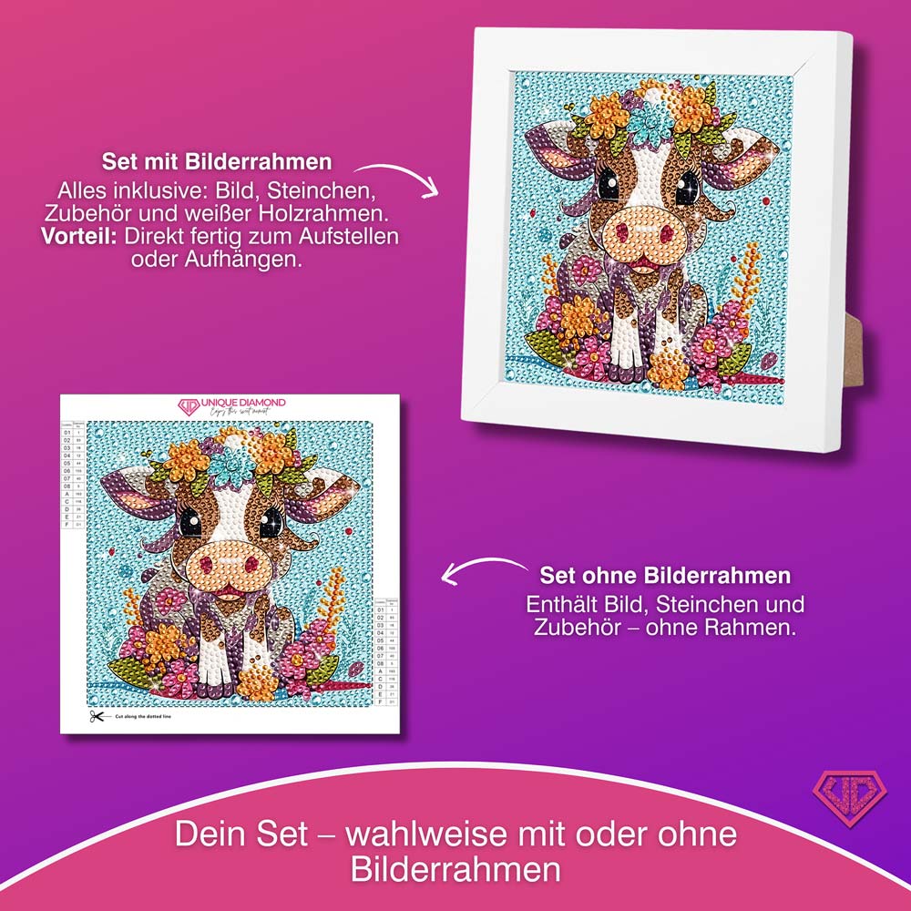 5D Diamond Painting Blumen-Kälbchen Lotta mit Strasssteinchen, Unique-Diamond