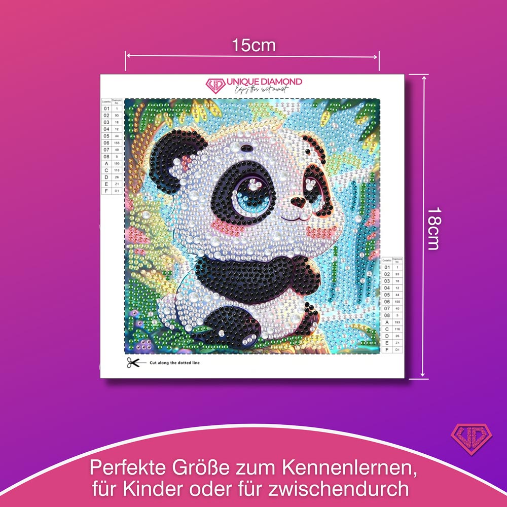 5D Diamond Painting Kleiner Panda im Dschungel mit Strasssteinchen, Unique-Diamond