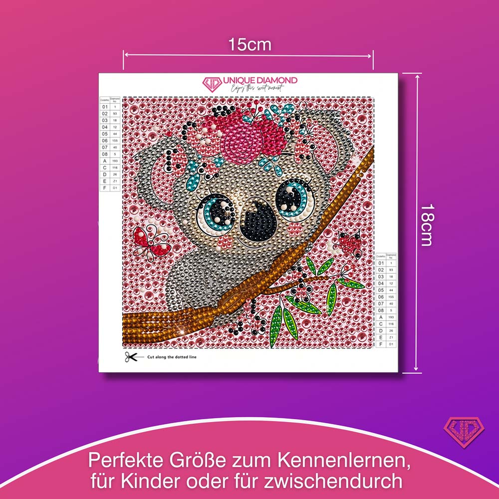 5D Diamond Painting Koala-Mädchen Kiki mit Strasssteinchen, Unique-Diamond