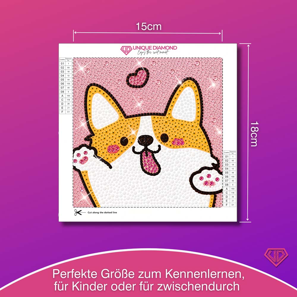 5D Diamond Painting Liebeshund mit Strasssteinchen, Unique-Diamond