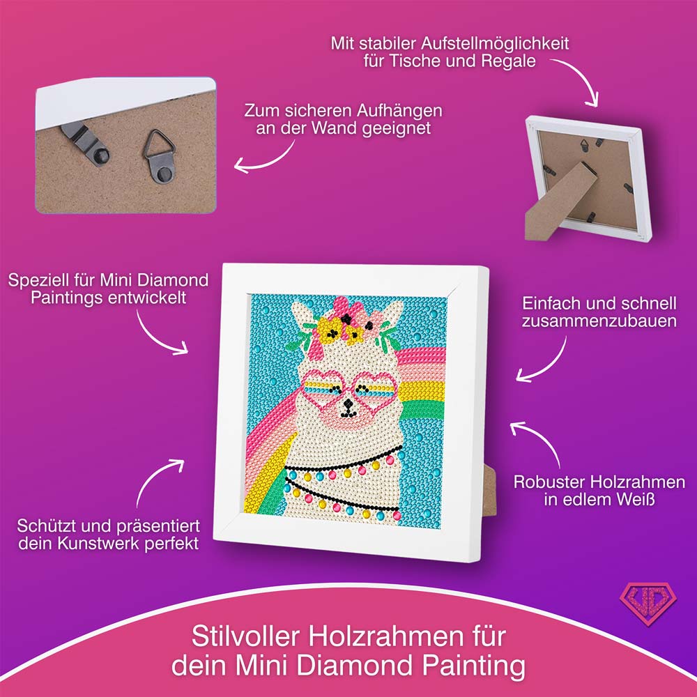 5D Diamond Painting Regenbogen-Alpaka Gloria mit Strasssteinchen, Unique-Diamond