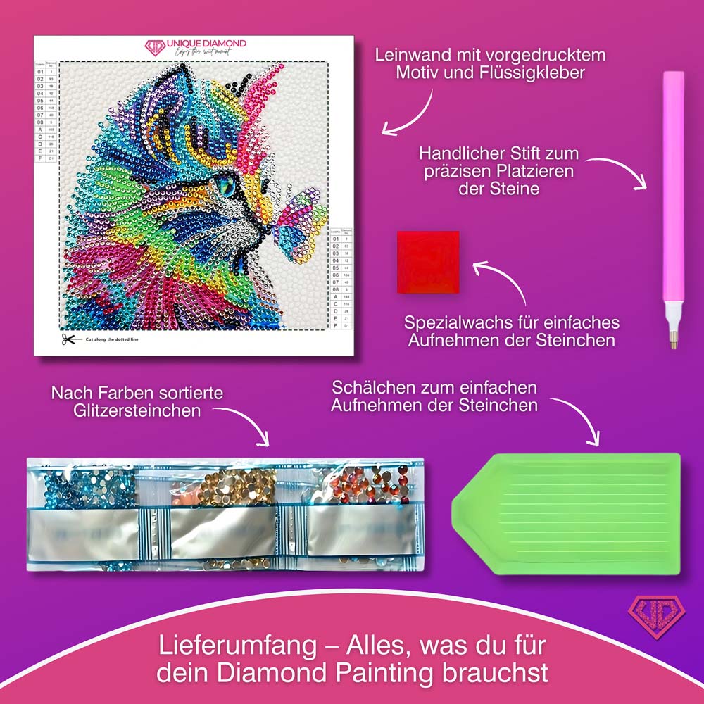5D Diamond Painting Regenbogenblick der Stille mit Strasssteine, Unique-Diamond