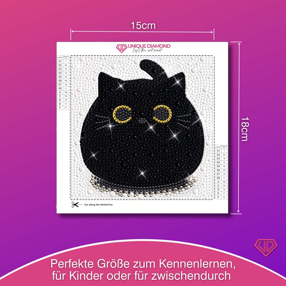 5D Diamond Painting Schwarze Katze mit Strasssteinchen, Unique-Diamond