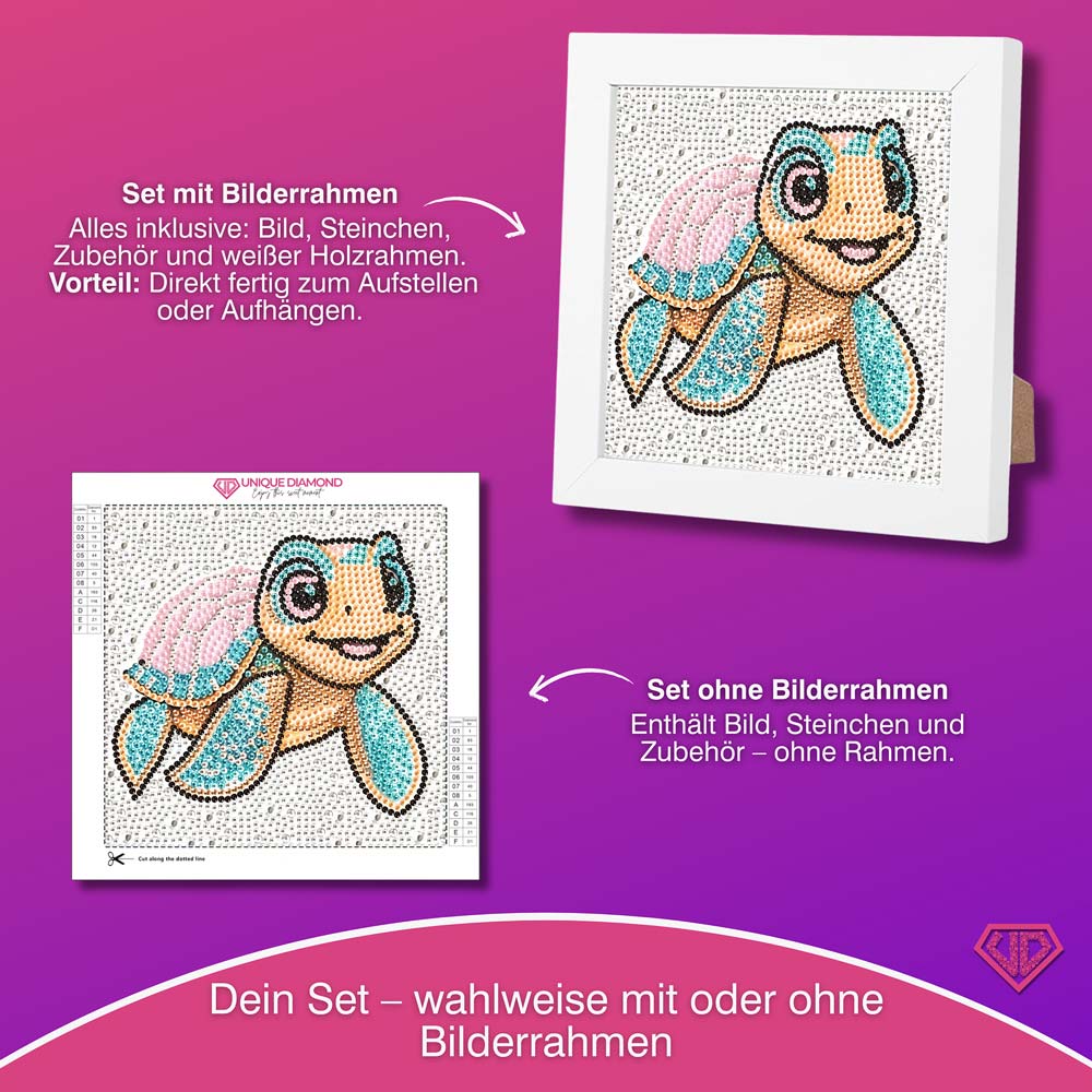 5D Diamond Painting Tilda die Meeresschildkröte mit Strasssteinchen, Unique-Diamond