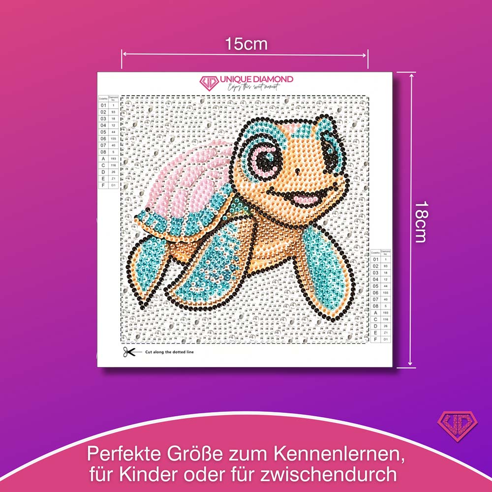 5D Diamond Painting Tilda die Meeresschildkröte mit Strasssteinchen, Unique-Diamond