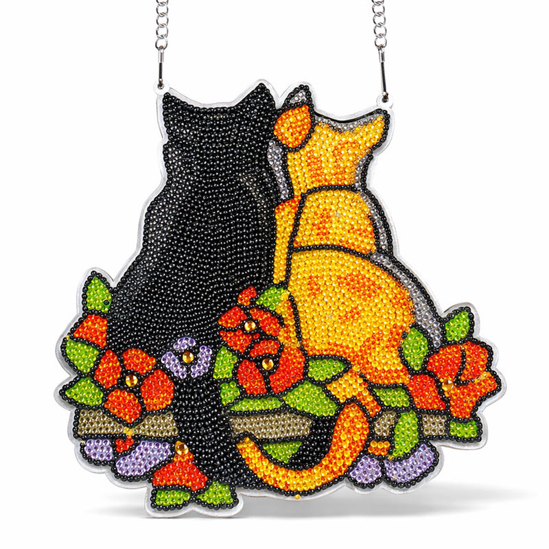 5D Diamond Painting Türanhänger 2 Katzen, Unique-Diamond
