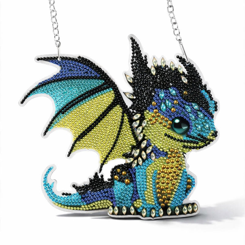 5D Diamond Painting Türanhänger Drache, Unique-Diamond