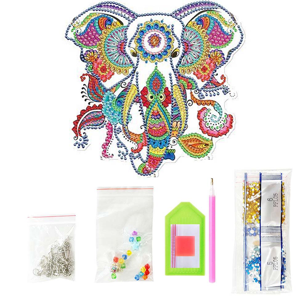 5D Diamond Painting Türanhänger Elefant, Unique-Diamond