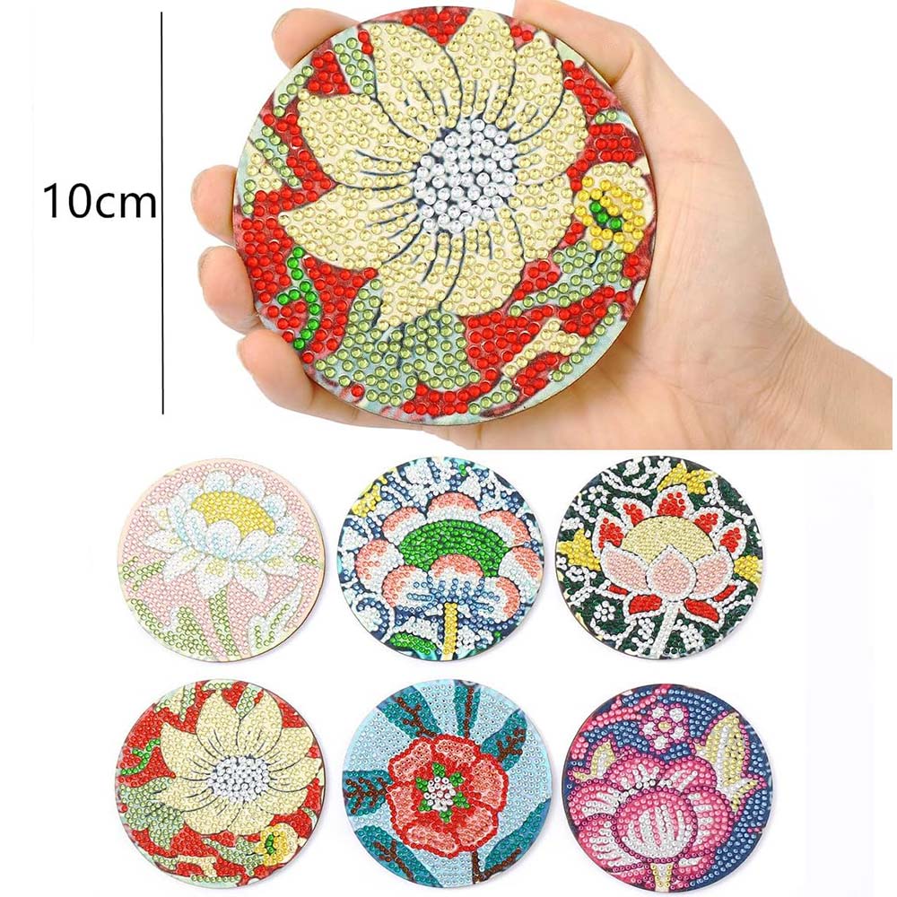 5D Diamond Painting Untersetzer Blumen, Unique-Diamond