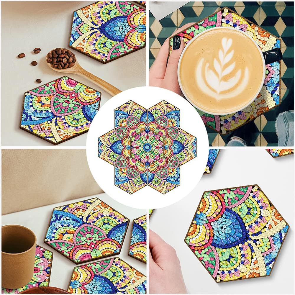 5D Diamond Painting Untersetzer Mandala, Unique-Diaomnd