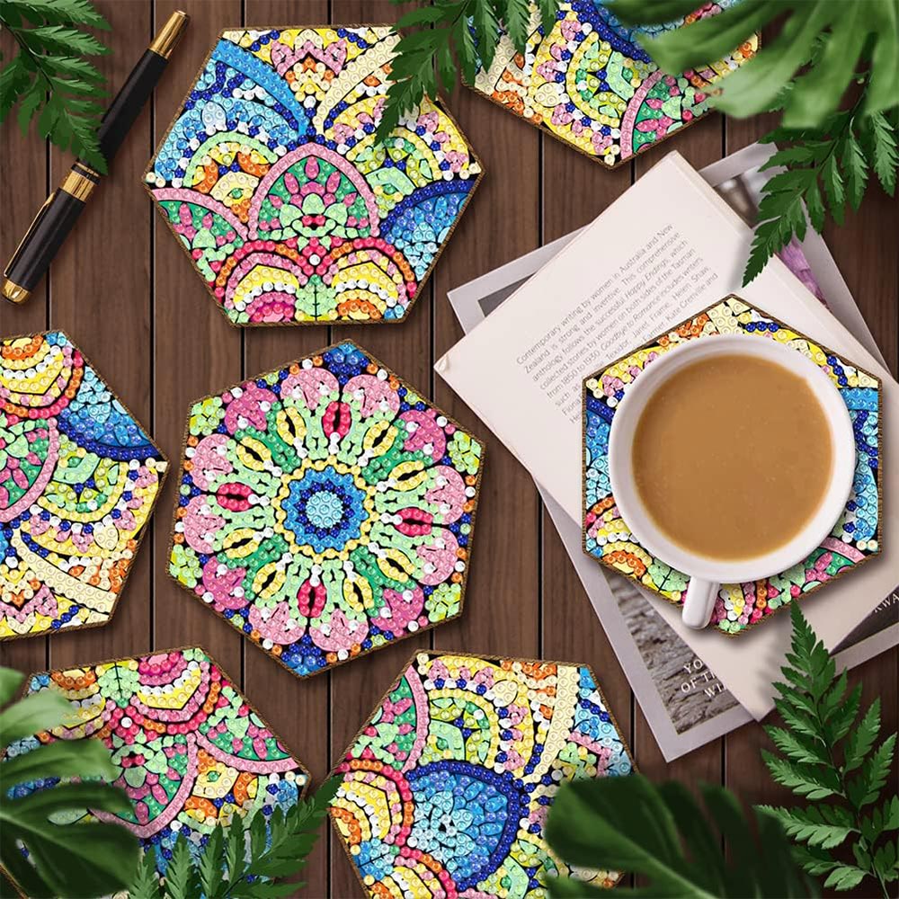 5D Diamond Painting Untersetzer Mandala, Unique-Diaomnd