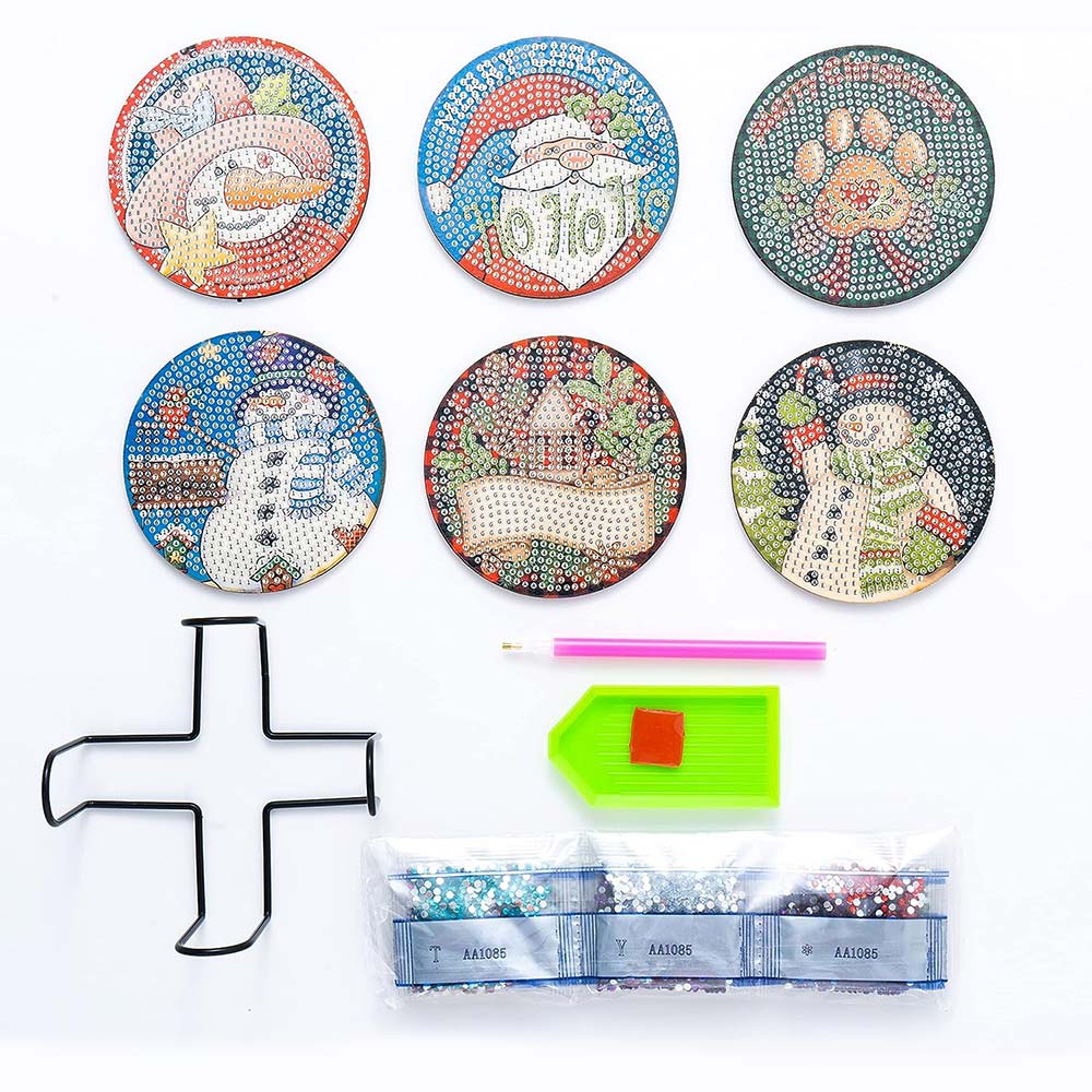 5D Diamond Painting Untersetzer Weihnachten Set 2, Unique-Diamond