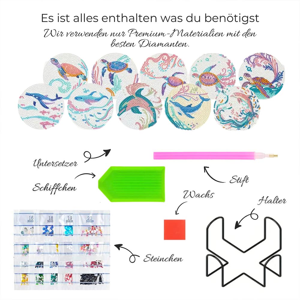 5D Diamond Painting Untersetzer – Meereszauber, Unique-Diamond