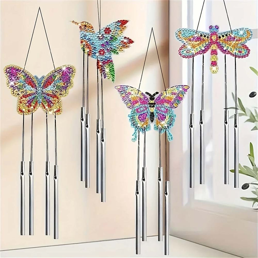 5D Diamond Painting Windspiele – Naturzauber mit Schmetterlingen und Kolibris, Unique-Diamond