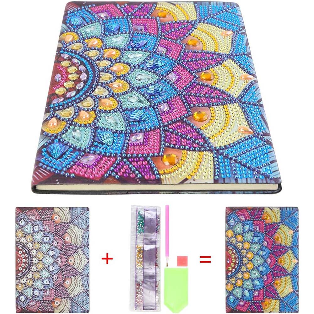 Diamond Painting Notizbuch Mandala Blume, Unique-Diamond