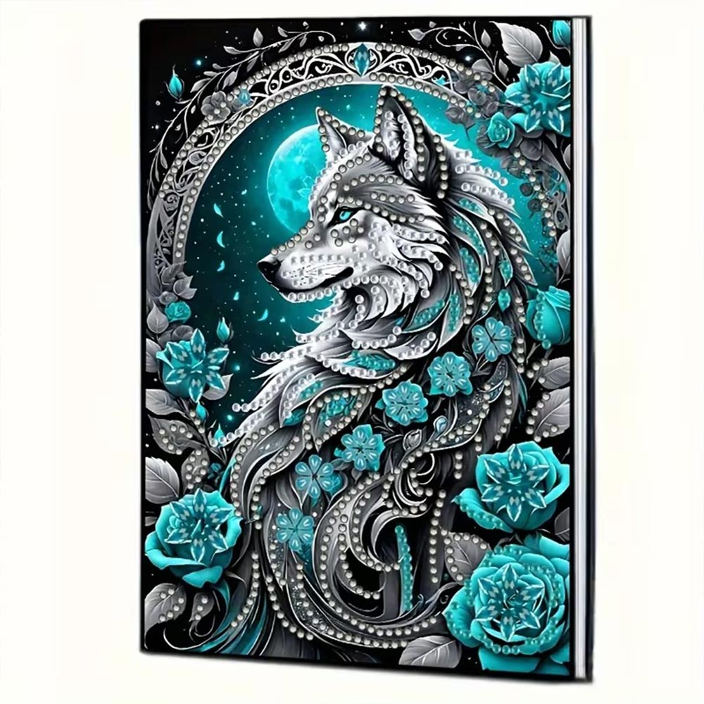 Diamond Painting Notizbuch – Mondwolf Eleganz