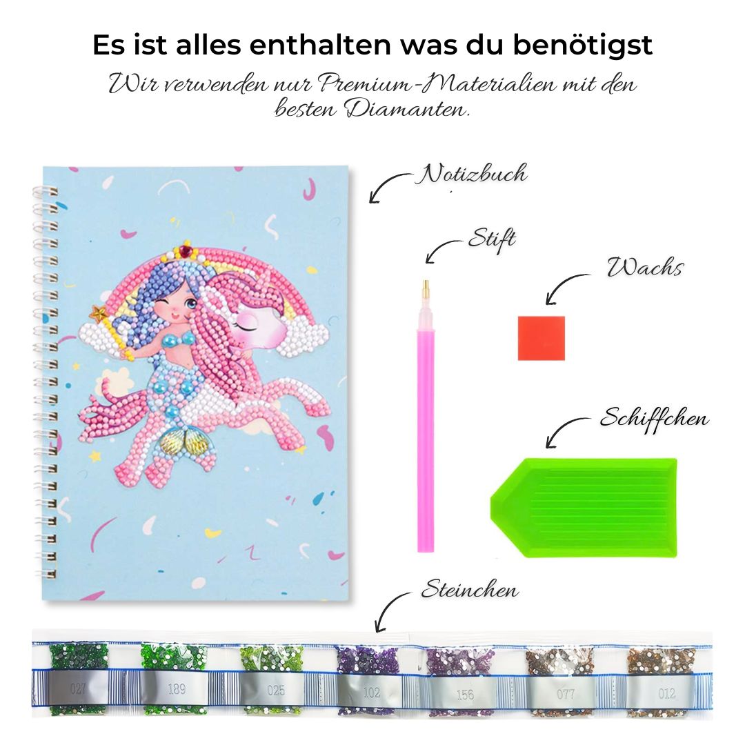 Diamond Painting Notizbuch Meerjungfrau mit Einhorn, Unique-Diamond