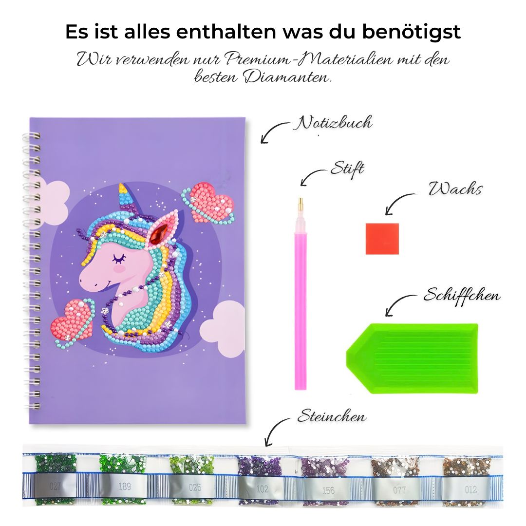 Diamond Painting Notizbuch Einhorn lila