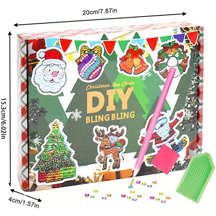 Diamond Painting Schlüsselanhänger Weihnachten 15 Stück, Unique-Diamond