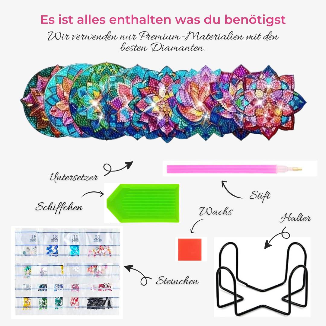 5D Diamond Painting Untersetzer – Lotusblumen Eleganz, Unique-Diamond
