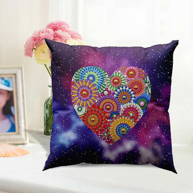 5D Diamond Painting Kissenbezug 30x30cm Mandala Herz - Unique-Diamond