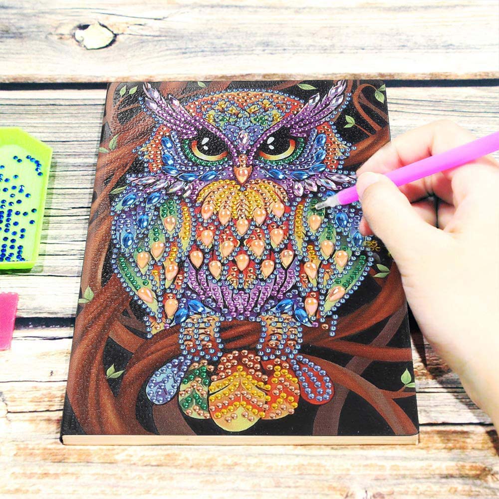 Diamond Painting Notizbuch Eule, Unique-Diamond