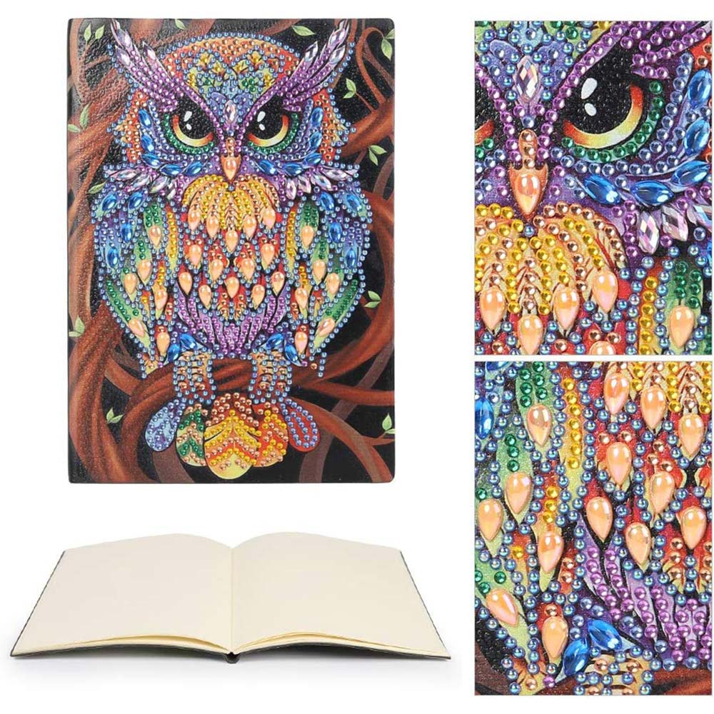 Diamond Painting Notizbuch Eule, Unique-Diamond