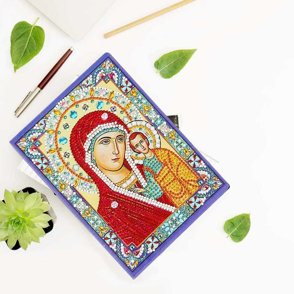 Diamond Painting Notizbuch Jungfrau Maria mit Jesus, Unique-Diamond