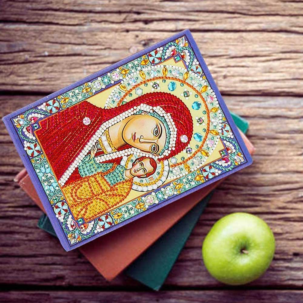 Diamond Painting Notizbuch Jungfrau Maria mit Jesus, Unique-Diamond