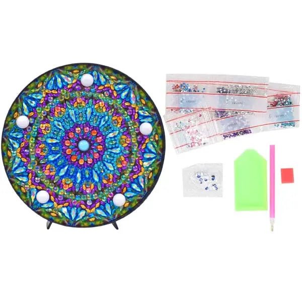 Diamond Painting LED Lampe Mandala Blau - Unique-Diamond
