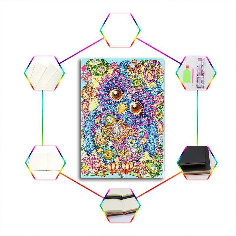 Diamond Painting Notizbuch Eule - Unique-Diamond