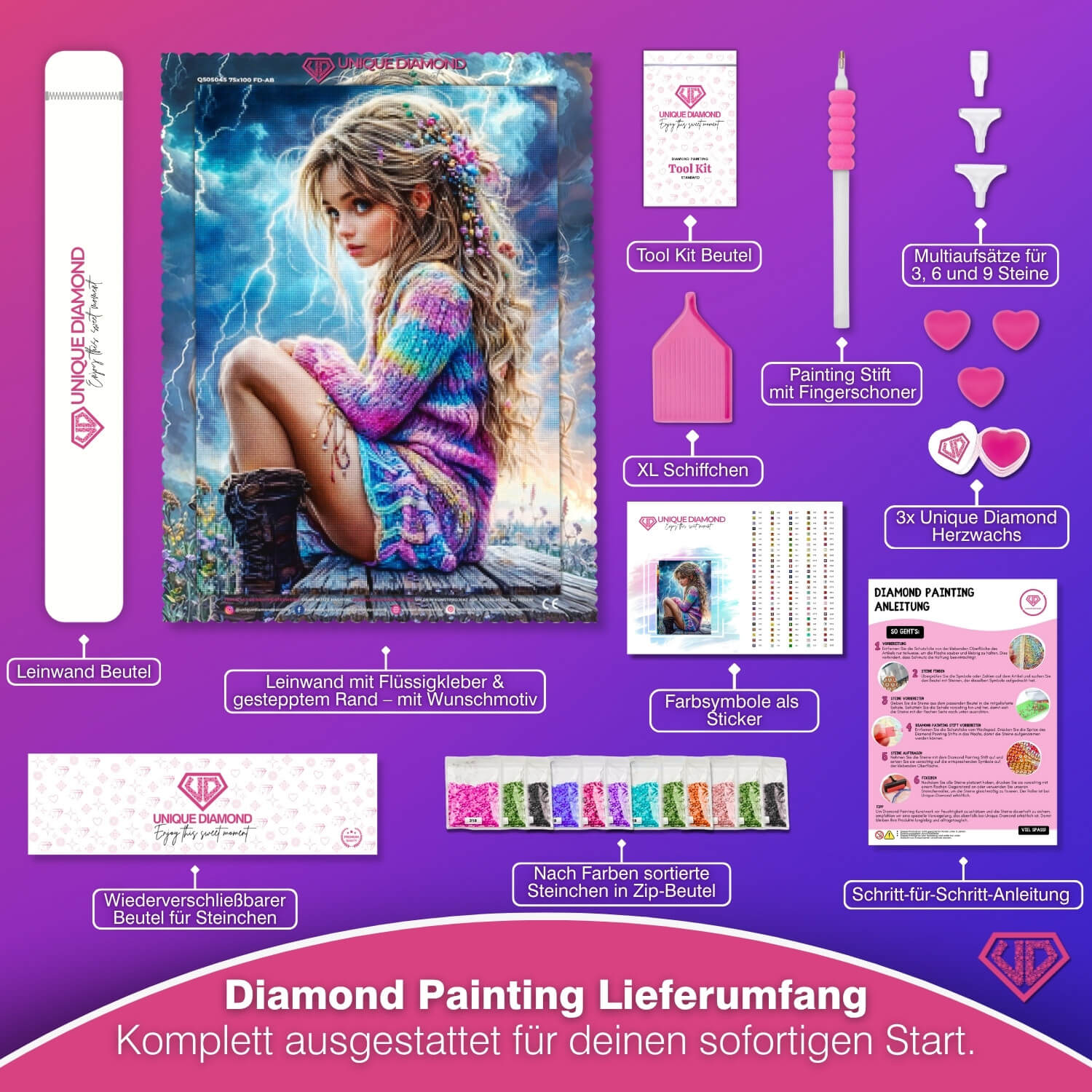 5D Diamond Painting – Tränen aus Smaragd Unique-Diamond