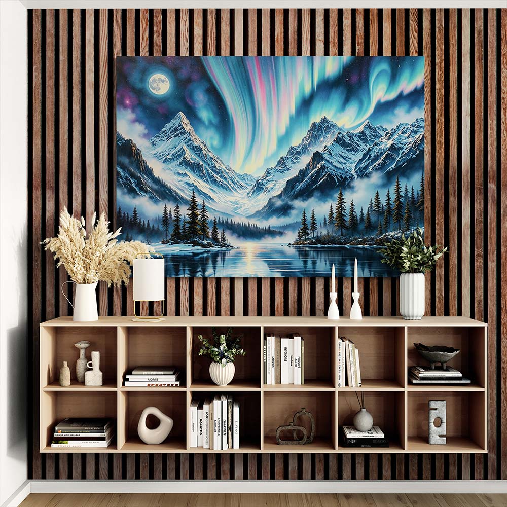 5D Diamond Painting - Polarlichter über den Bergen, Unique-Diamond