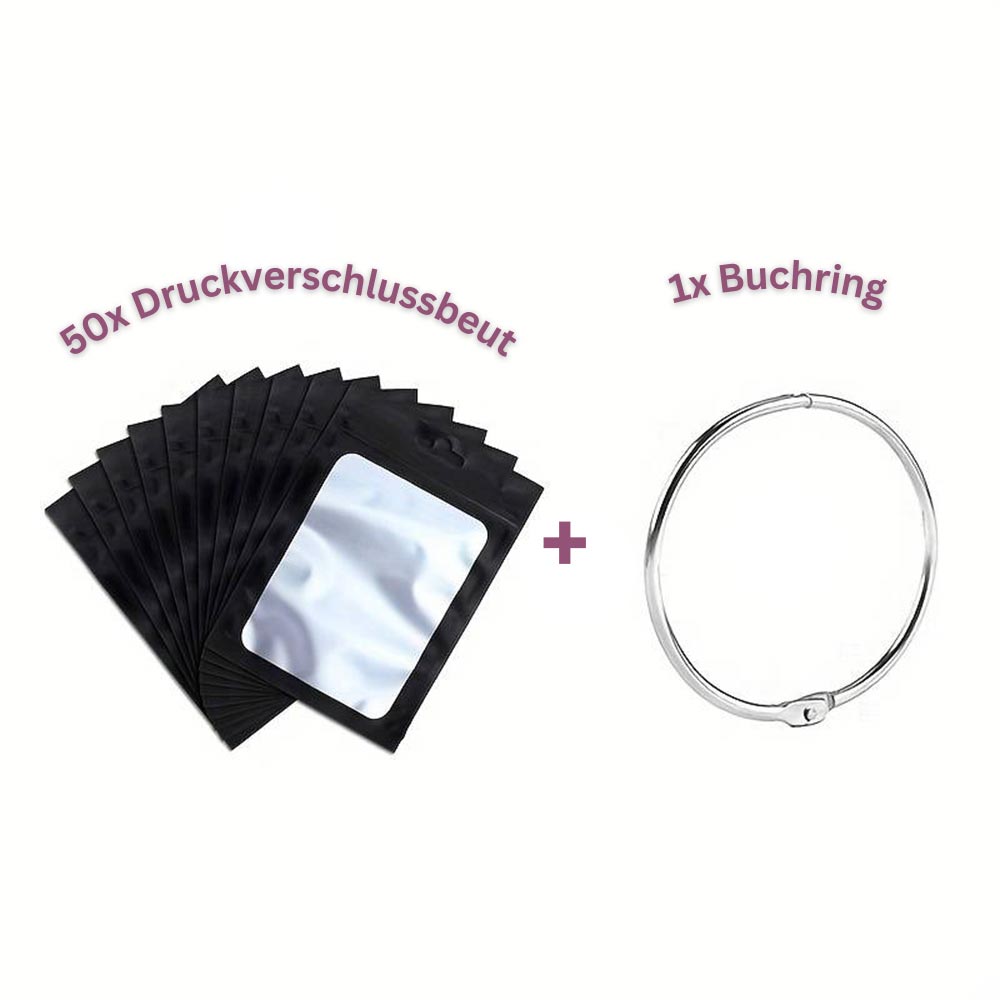 5D Diamond Painting 50 Druckverschlussbeutel und 1 Buchring, Unique-Diamond
