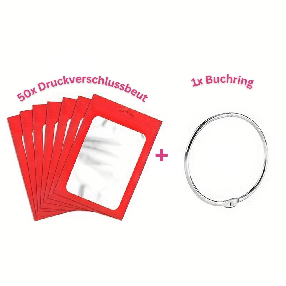 5D Diamond Painting 50 Druckverschlussbeutel und 1 Buchring, Unique-Diamond