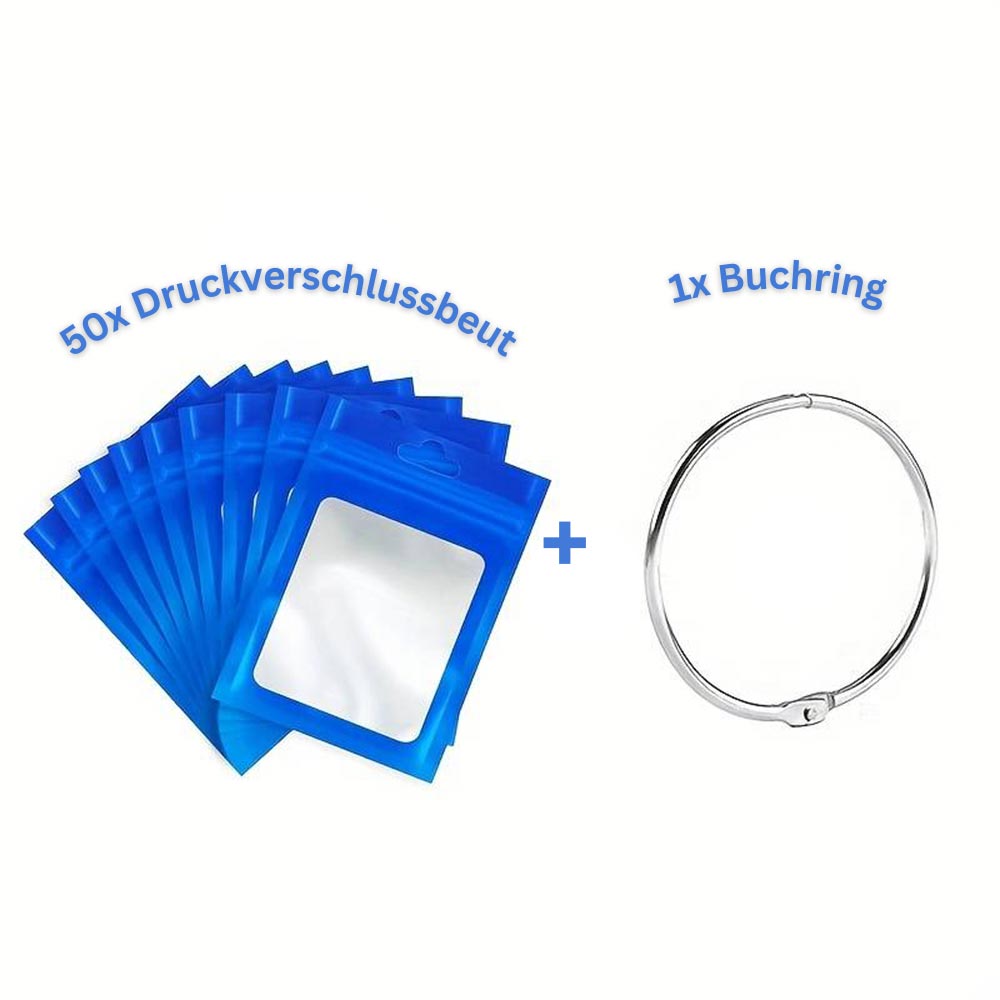5D Diamond Painting 50 Druckverschlussbeutel und 1 Buchring, Unique-Diamond