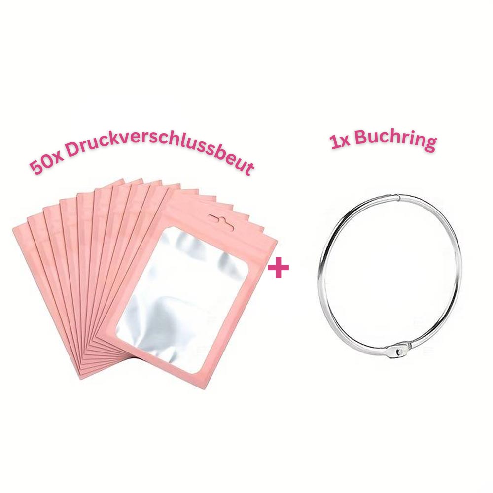 5D Diamond Painting 50 Druckverschlussbeutel und 1 Buchring, Unique-Diamond