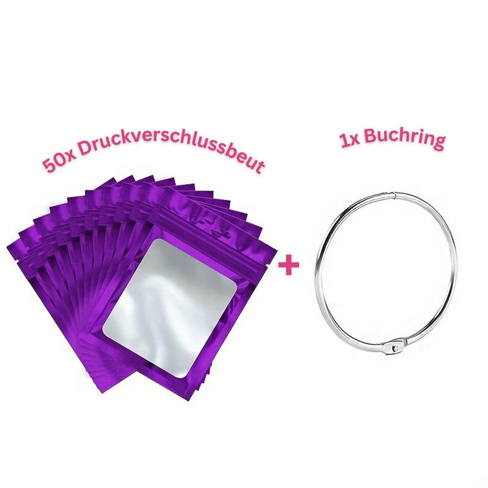 5D Diamond Painting 50 Druckverschlussbeutel und 1 Buchring, Unique-Diamond