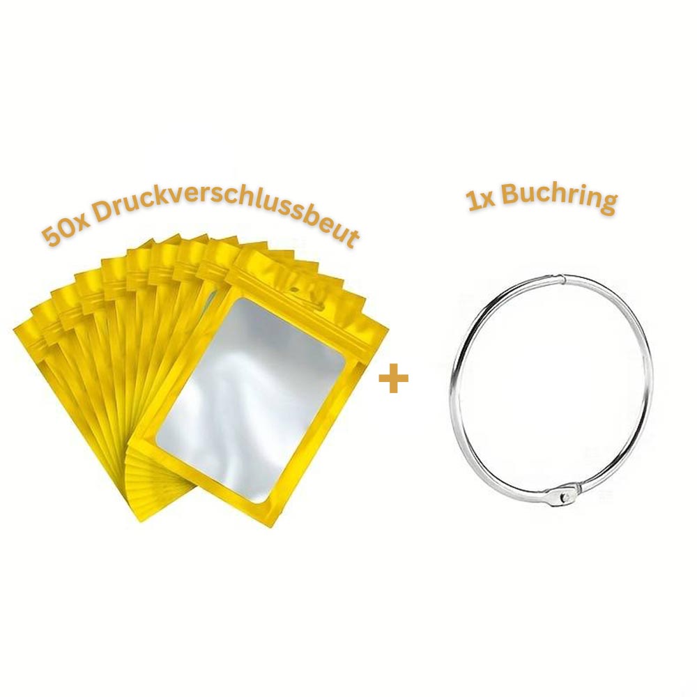 5D Diamond Painting 50 Druckverschlussbeutel und 1 Buchring, Unique-Diamond