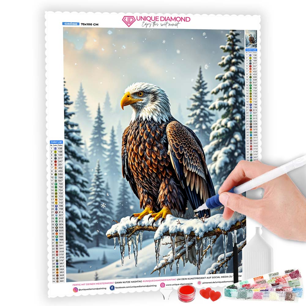 5D Diamond Painting AB Effekt – Erhabener Winteradler, Unique-Diamond