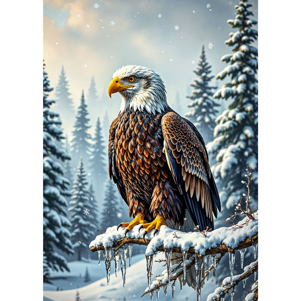 5D Diamond Painting AB Effekt – Erhabener Winteradler, Unique-Diamond