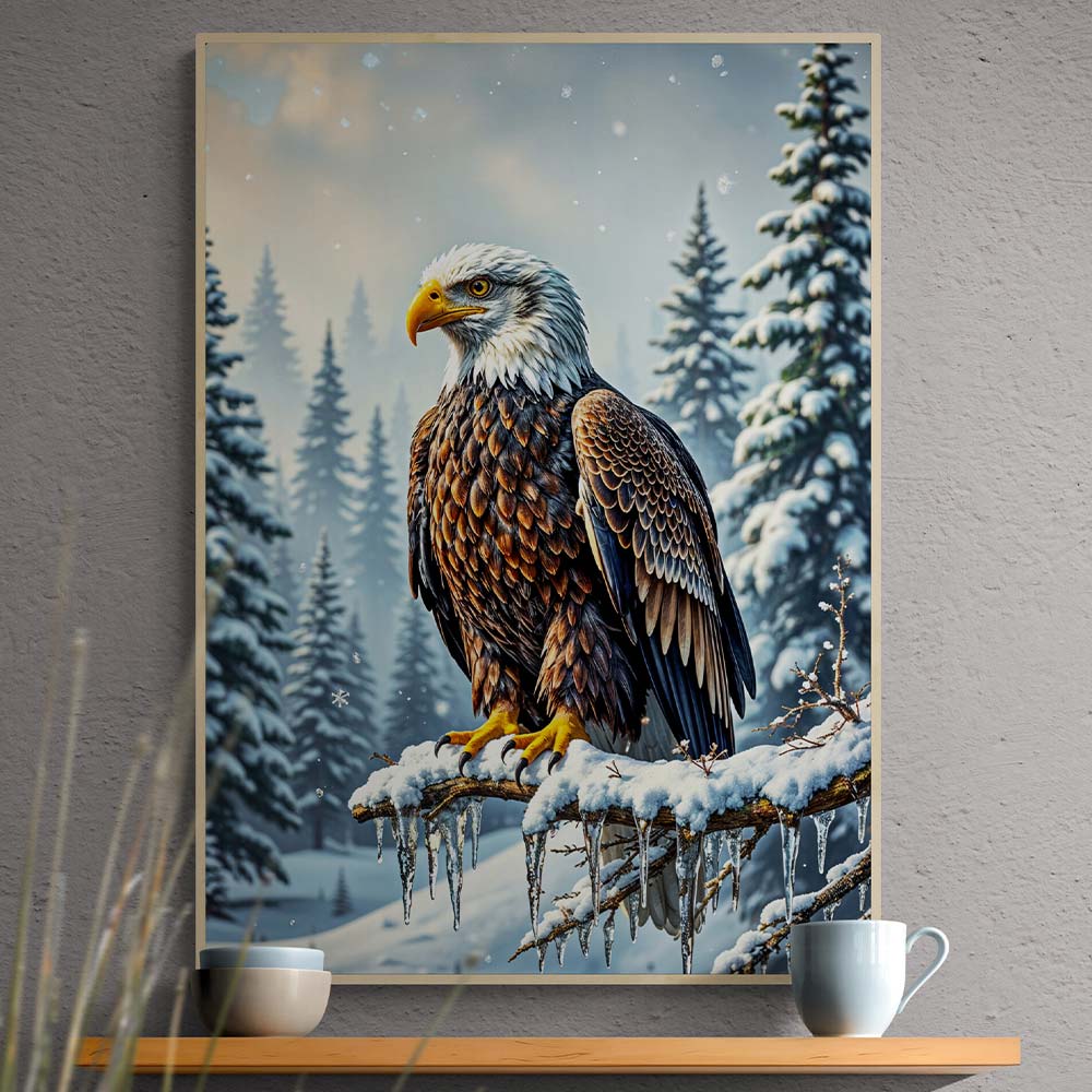 5D Diamond Painting AB Effekt – Erhabener Winteradler, Unique-Diamond