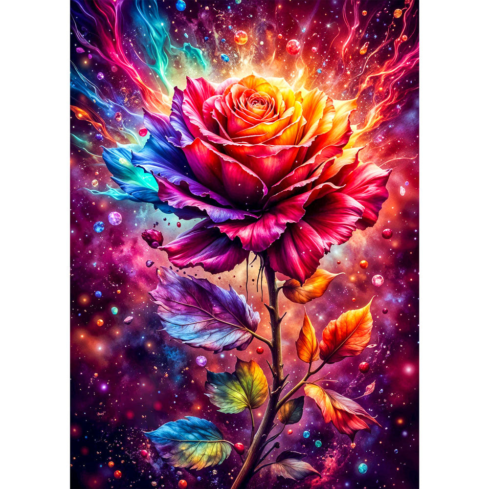 5D Diamond Painting AB Effekt – Galaktische Rosenblüte, Unique-Diamond