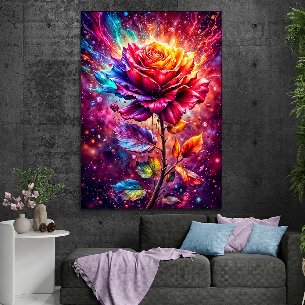 5D Diamond Painting AB Effekt – Galaktische Rosenblüte, Unique-Diamond