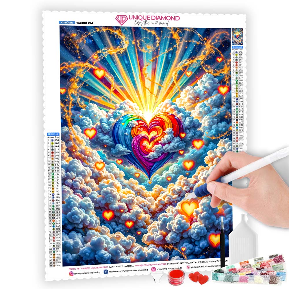 5D Diamond Painting AB Effekt – Herz der Himmelsglut, Unique-Diamond