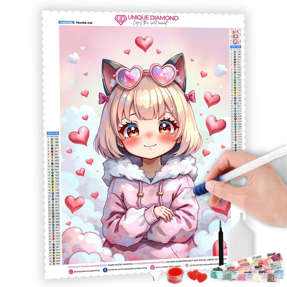 5D Diamond Painting AB Effekt – Herzzauber, Unique-Diamond